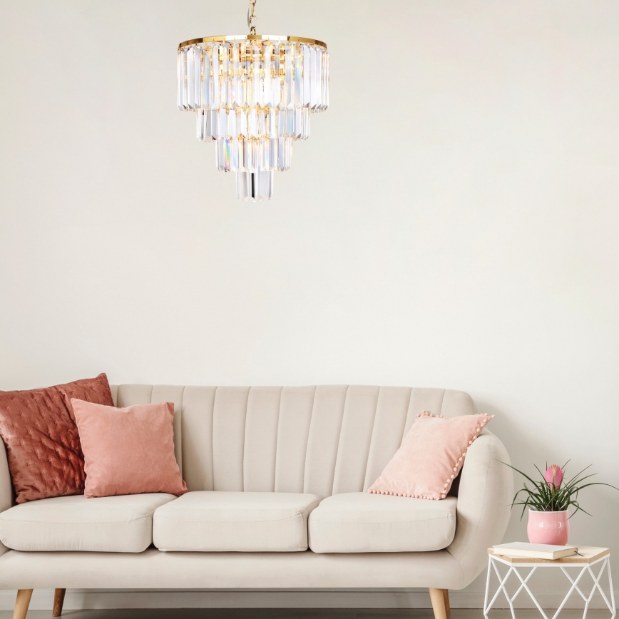 Brilagi - LED Lampadario di cristallo a sospensione con catena MOZART 5xE14/40W/230V oro