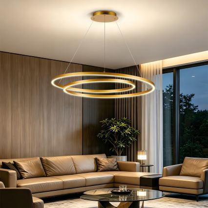 BRILAGI - Lampadario LED dimmerabile su cavo TWISTER LED/105W/230V 3000-6000K Ø 100 cm dorato + telecomando