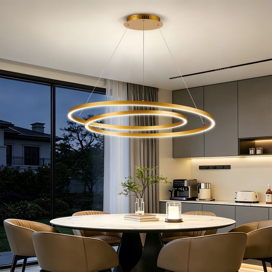 BRILAGI - Lampadario LED dimmerabile su cavo TWISTER LED/105W/230V 3000-6000K Ø 100 cm dorato + telecomando