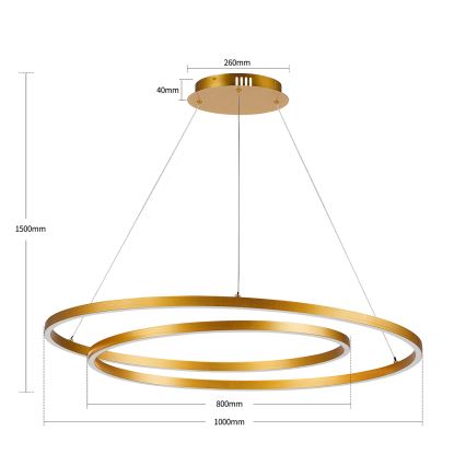 BRILAGI - Lampadario LED dimmerabile su cavo TWISTER LED/105W/230V 3000-6000K Ø 100 cm dorato + telecomando