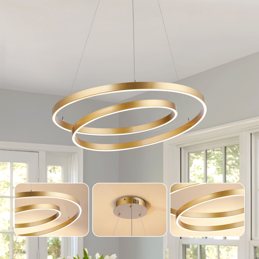 Brilagi - Lampadario LED dimmerabile a cavo TWISTER LED/48W/230V 3000-6000K Ø 50 cm oro + telecomando