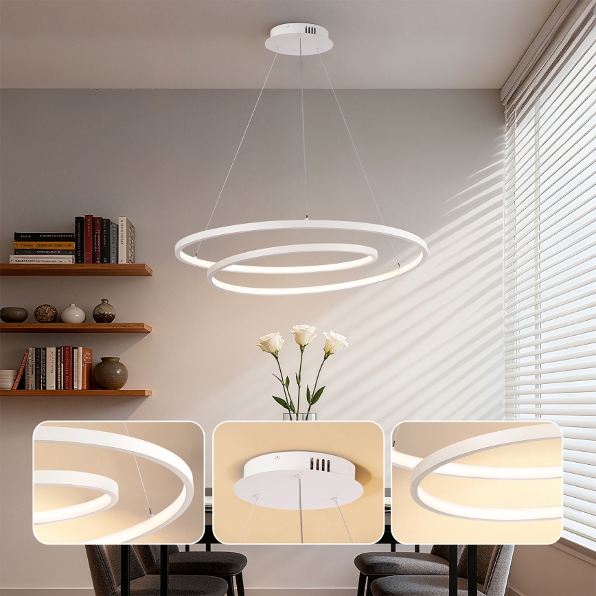 Brilagi - Lampada a sospensione dimmerabile su cavo TWISTER LED/105W/230V 3000-6000K Ø 100 cm bianco + telecomando