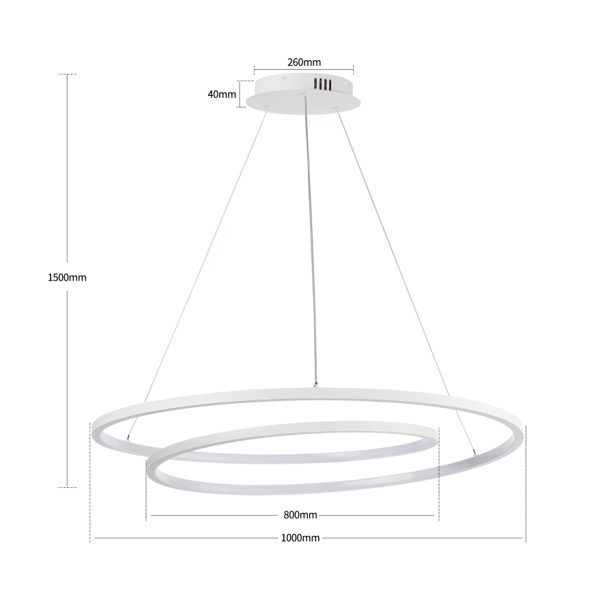 Brilagi - Lampada a sospensione dimmerabile su cavo TWISTER LED/105W/230V 3000-6000K Ø 100 cm bianco + telecomando