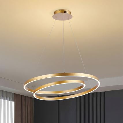 Brilagi - Lampadario LED dimmerabile a sospensione su cavo TWISTER LED/75W/230V 3000-6000K Ø 70 cm oro + telecomando