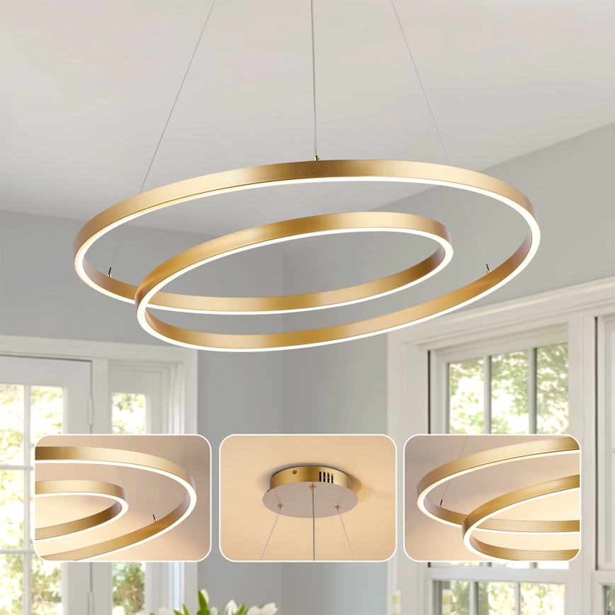 Brilagi - Lampadario LED dimmerabile a sospensione su cavo TWISTER LED/75W/230V 3000-6000K Ø 70 cm oro + telecomando