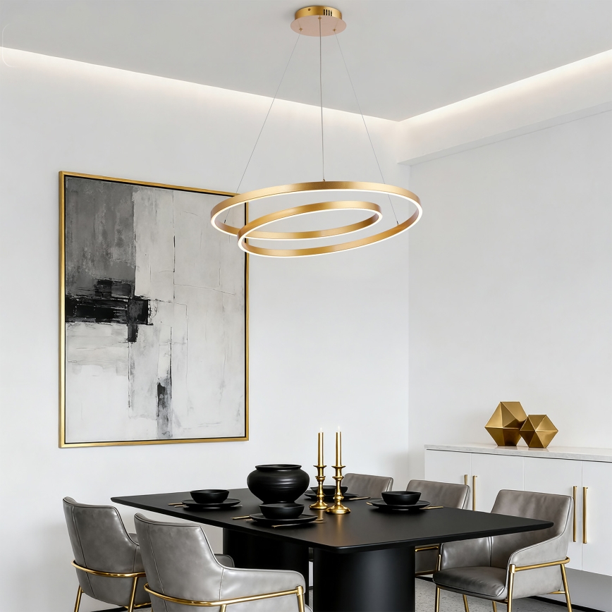 Brilagi - Lampadario LED dimmerabile a sospensione su cavo TWISTER LED/75W/230V 3000-6000K Ø 70 cm oro + telecomando