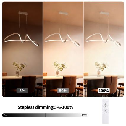 Brilagi - Lampadario LED dimmerabile a sospensione con cavo TWISTER LED/60W/230V 3000-6000K beige + telecomando