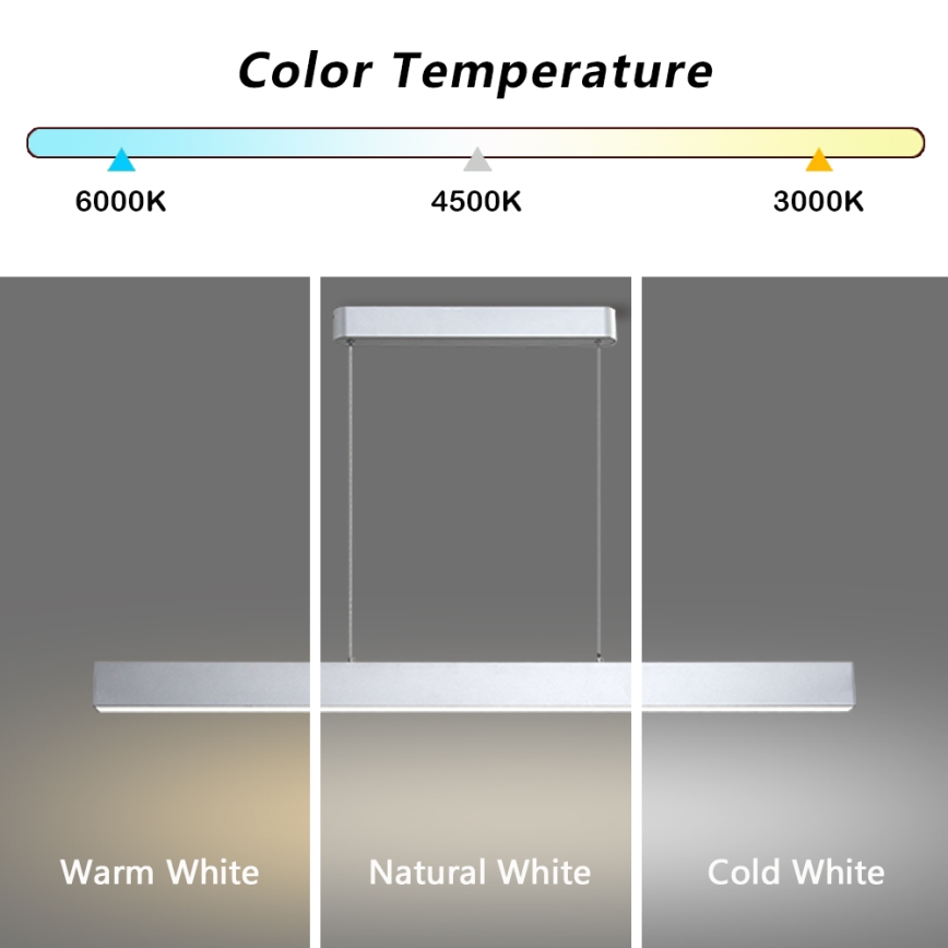 Brilagi - Lampadario a sospensione dimmerabile su cavi SLEEKLINE SMART LED/40W/230V 3000-6000K Wi-Fi Tuya argento + telecomando