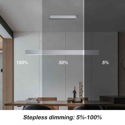 Brilagi - Lampadario a sospensione dimmerabile su cavi SLEEKLINE SMART LED/40W/230V 3000-6000K Wi-Fi Tuya argento + telecomando