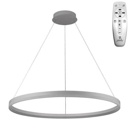 Brilagi - Lampadario LED dimmerabile a sospensione con cavo CIRCLE LED/55W/230V 3000-6500K Ø 80 cm argento + telecomando