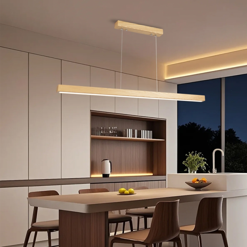 Brilagi - Lampadario dimmerabile LED a sospensione con cavo OAK SMART LED/30W/230V Wi-Fi Tuya rovere + telecomando