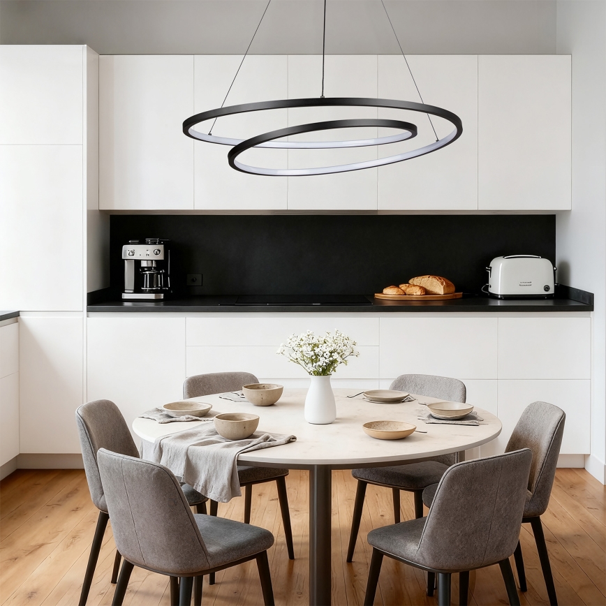 Brilagi - Lampadario LED dimmerabile sospeso a cavo TWISTER LED/105W/230V 3000–6000K Ø 100 cm nero + telecomando