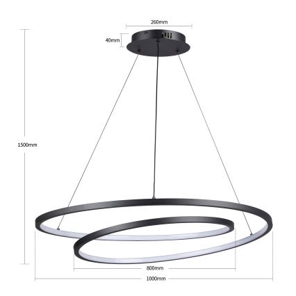 Brilagi - Lampadario LED dimmerabile sospeso a cavo TWISTER LED/105W/230V 3000–6000K Ø 100 cm nero + telecomando