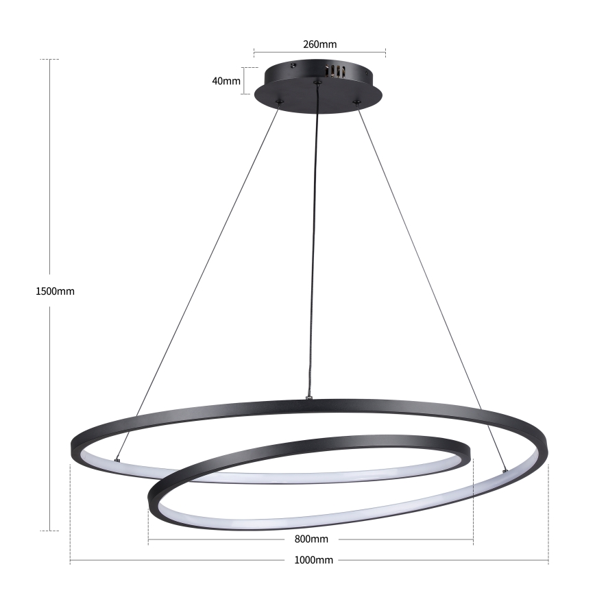 Brilagi - Lampadario LED dimmerabile sospeso a cavo TWISTER LED/105W/230V 3000–6000K Ø 100 cm nero + telecomando