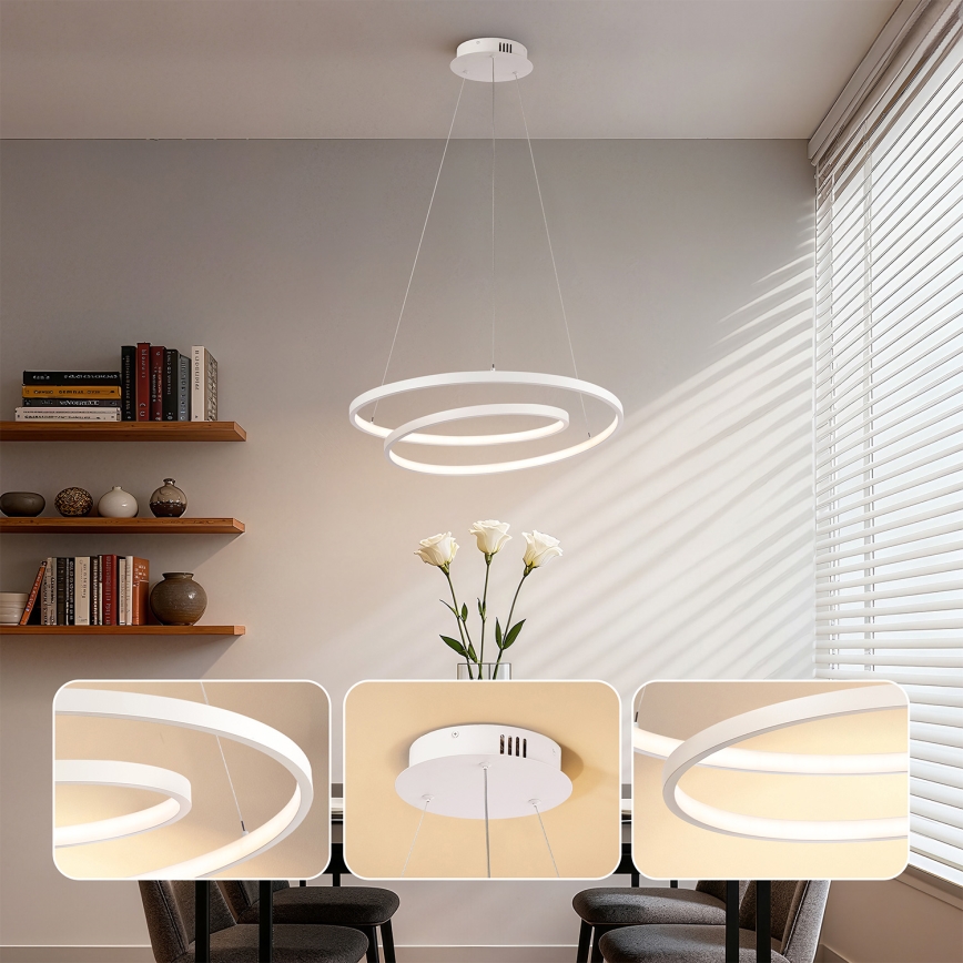 Brilagi - Lampadario LED dimmerabile su cavo TWISTER LED/48W/230V 3000-6000K diam. 50 cm bianco + telecomando
