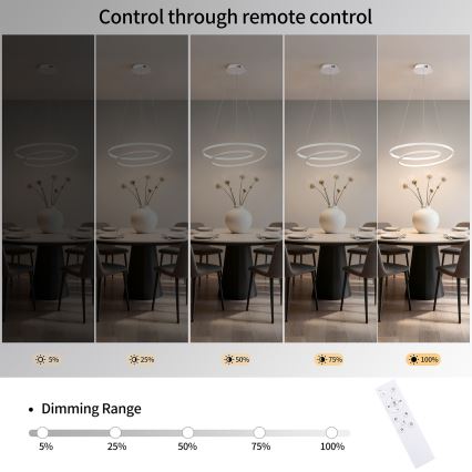 Brilagi - Lampadario LED dimmerabile su cavo TWISTER LED/48W/230V 3000-6000K diam. 50 cm bianco + telecomando