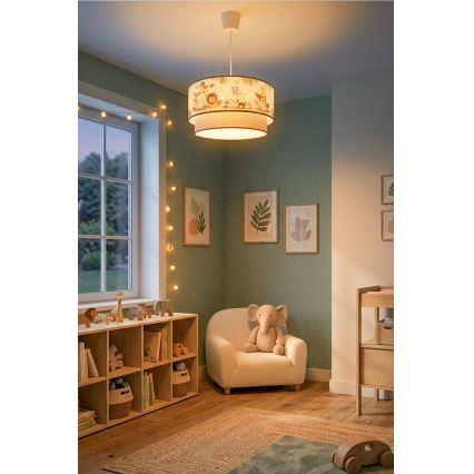 Brilagi - Lampadario LED per bambini a sospensione con cavo BOBO 1xE27/60W/230V Ø 40 cm crema/verde/giungla