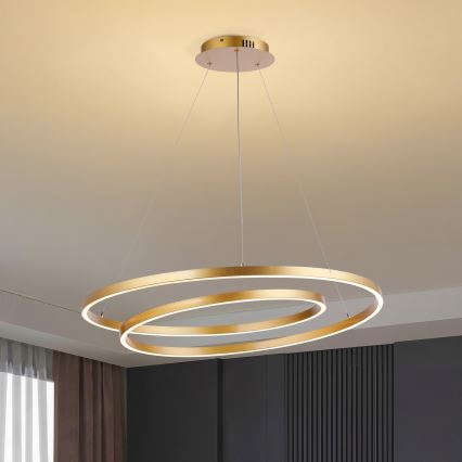 Brilagi - Lampadario LED dimmerabile a cavo TWISTER LED/105W/230V 3000-6000K Ø 100 cm dorato + telecomando