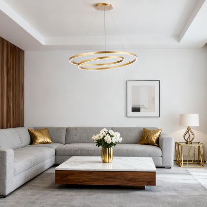 Brilagi - Lampadario LED dimmerabile a cavo TWISTER LED/105W/230V 3000-6000K Ø 100 cm dorato + telecomando