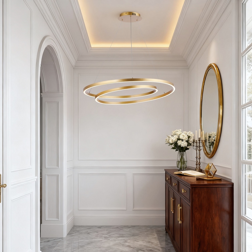 Brilagi - Lampadario LED dimmerabile a cavo TWISTER LED/105W/230V 3000-6000K Ø 100 cm dorato + telecomando