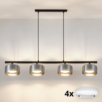 Brilagi - LED Lampadario sospeso su cavo AURA LUX 4xGX53/30W/230V nero/fumé