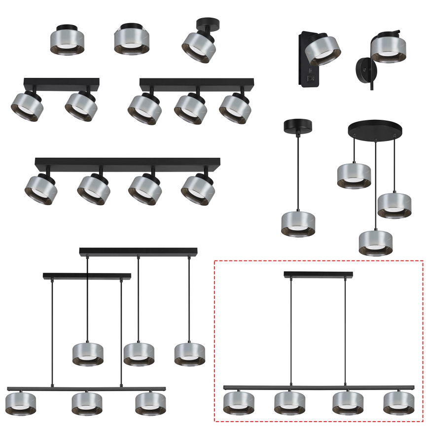 Brilagi - LED Lampadario sospeso su cavo AURA LUX 4xGX53/30W/230V nero/fumé