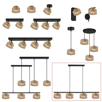 Brilagi - LED Lampadario sospeso su cavo AURA LUX 4xGX53/30W/230V nero/oro