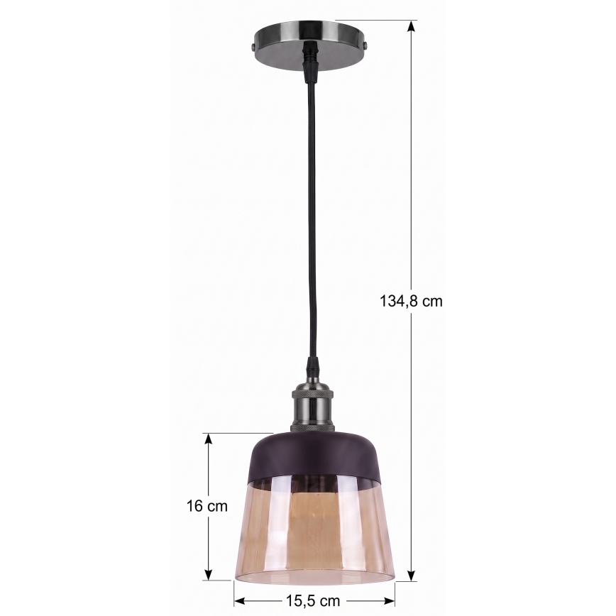 BRILAGI - LED Lampadario sospeso su cavo RETRO GLASS 1xE27/60W/230V Ø 15,5 cm nero/beige fumé