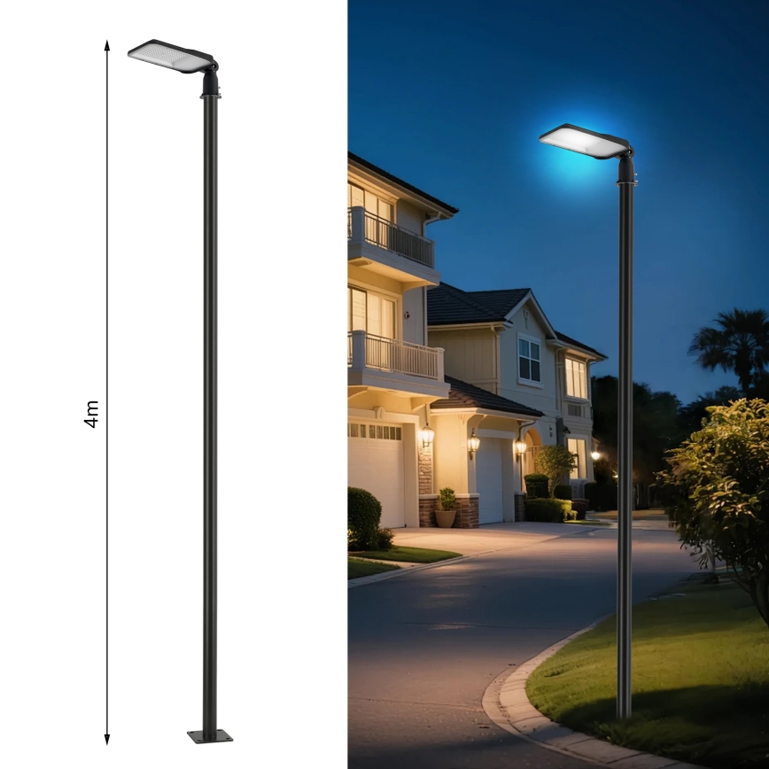 Brilagi - Lampione stradale LED da esterno con palo e snodo 4 m URBANLIGHT LED/100W/230V nero IP65
