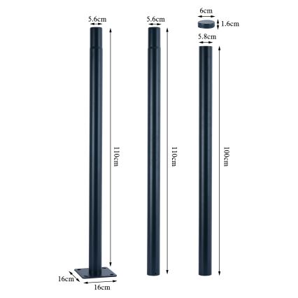 Brilagi - Lampione stradale LED da esterno con palo da 3 m URBANSPARK LED/120W/230V antracite IP65
