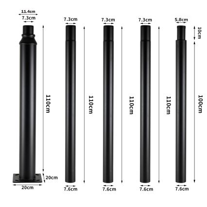Brilagi - Lampada stradale per esterni con palo da 5 m URBANSPARK LED/120W/230V nera IP65