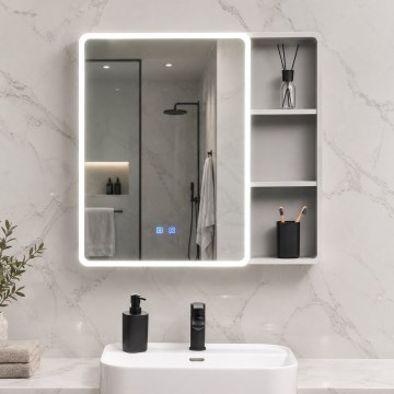 BRILAGI - LED Mobile da bagno con specchio e illuminazione AVOLA SINGLE 75x70 cm