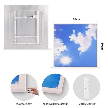 Brilagi - Plafoniera LED dimmerabile SLIMFRAME SKY LED/58W/230V 60x60 cm 3000-6000K argento/blu + telecomando
