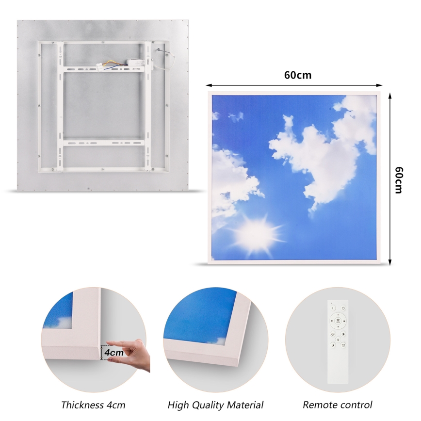 Brilagi - Plafoniera LED dimmerabile SLIMFRAME SKY LED/58W/230V 60x60 cm 3000-6000K argento/blu + telecomando