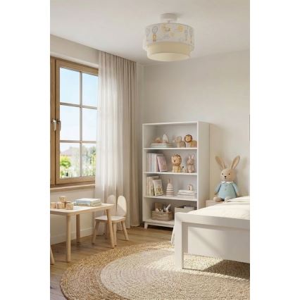 Brilagi - LED plafoniera a montaggio superficiale per bambini BOBO 1xE27/10W/230V Ø 40 cm bianco/beige/animali