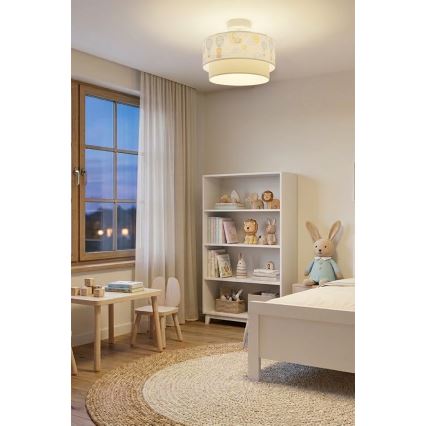 Brilagi - LED plafoniera a montaggio superficiale per bambini BOBO 1xE27/10W/230V Ø 40 cm bianco/beige/animali