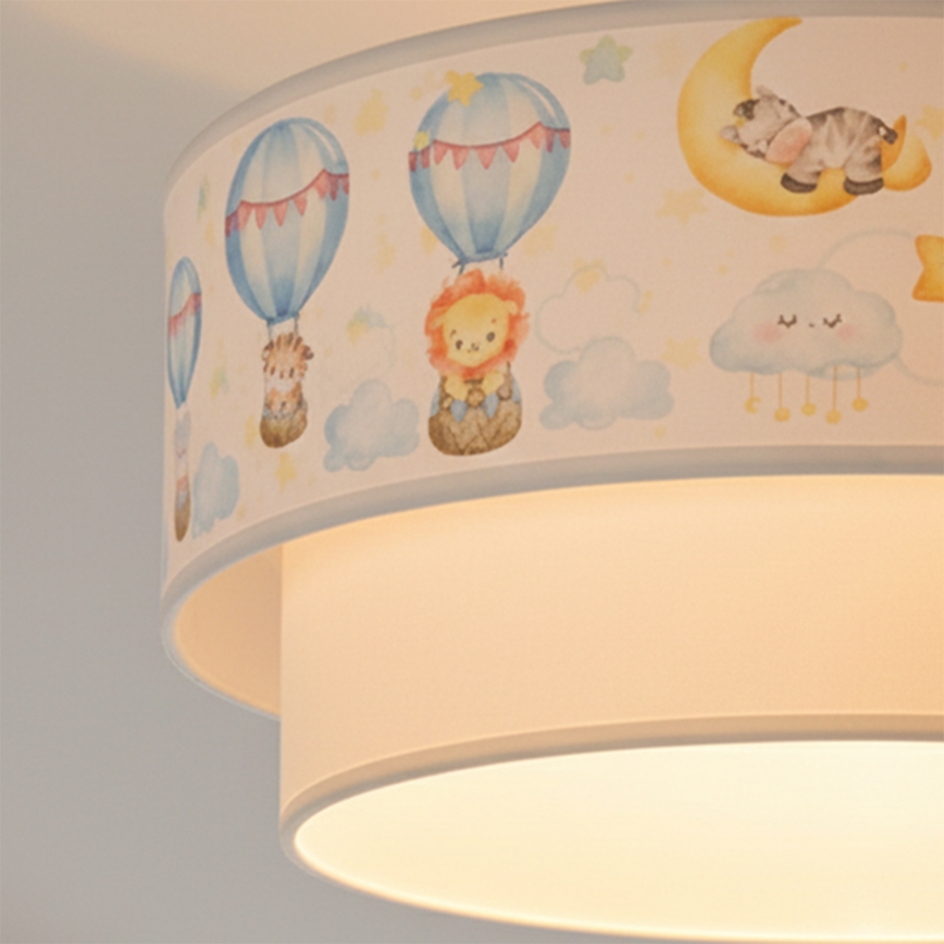 Brilagi - LED plafoniera a montaggio superficiale per bambini BOBO 1xE27/10W/230V Ø 40 cm bianco/beige/animali