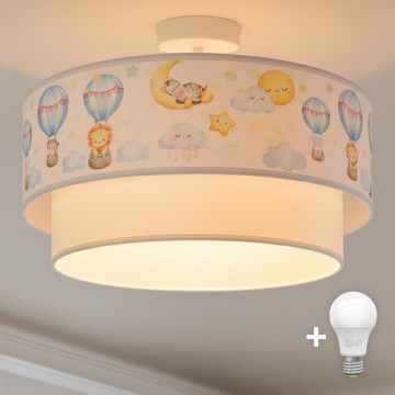 Brilagi - LED plafoniera a montaggio superficiale per bambini BOBO 1xE27/10W/230V Ø 40 cm bianco/beige/animali