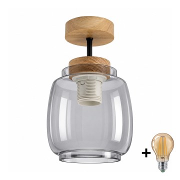 BRILAGI - LED Plafoniera a montaggio superficiale RETRO GLASS 1xE27/60W/230V Ø 26 cm rovere/grigio fumé