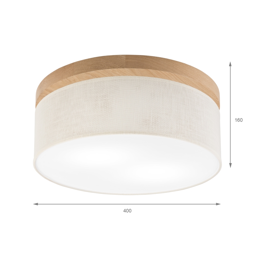Brilagi - LED Plafoniera BELLADONNA 2xE27/15W/230V diametro 40 cm color crema/quercia