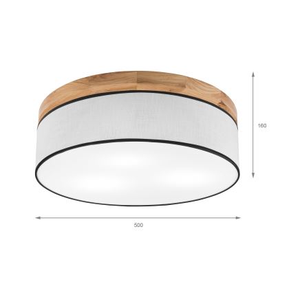 Brilagi - LED Plafoniera BELLADONNA 3xE27/15W/230V diametro 50 cm bianco/quercia
