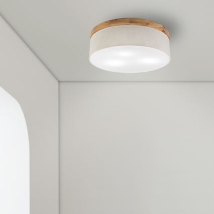 Brilagi - LED Plafoniera BELLADONNA 3xE27/15W/230V diametro 50 cm color crema/quercia