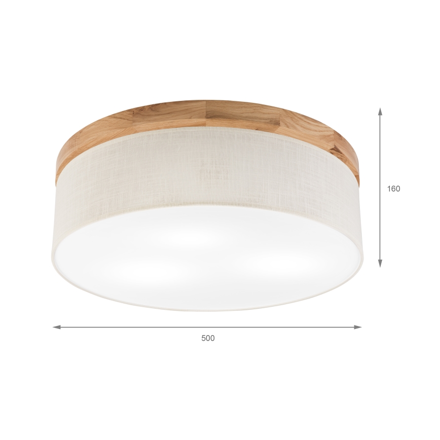 Brilagi - LED Plafoniera BELLADONNA 3xE27/15W/230V diametro 50 cm color crema/quercia