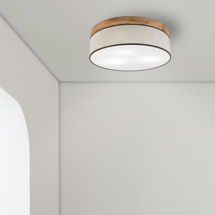 Brilagi - LED Plafoniera BELLADONNA 3xE27/15W/230V diametro 50 cm color crema/quercia