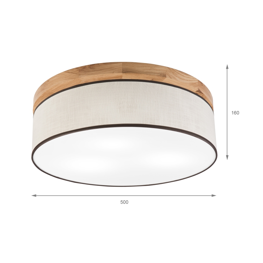 Brilagi - LED Plafoniera BELLADONNA 3xE27/15W/230V diametro 50 cm color crema/quercia