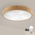 Brilagi - LED Plafoniera CARVALHO 4xE27/60W/230V rovere ø 57,5 cm