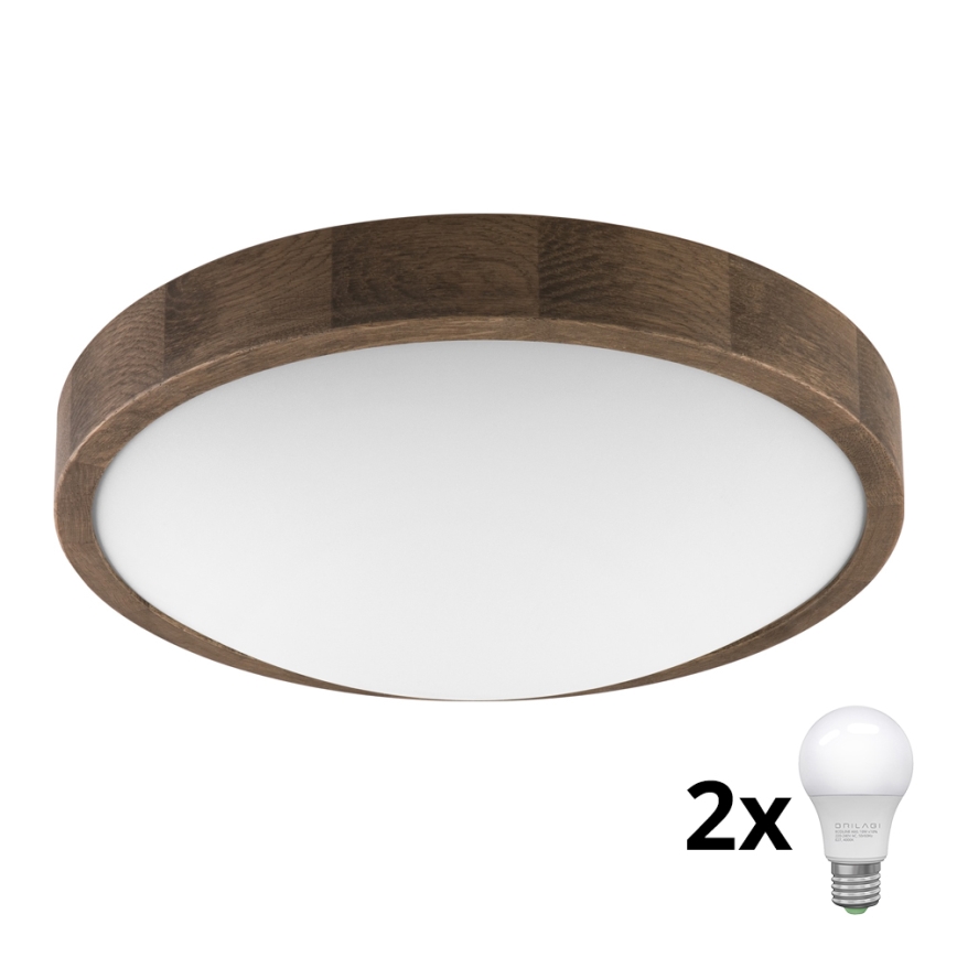Brilagi - LED Plafoniera CARVALHO SLIM 2xE27/60W/230V quercia diametro 37 cm