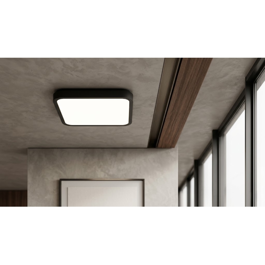 BRILAGI - Plafoniera LED per bagno con sensore ZENNA LED/24W/230V 34,5x34,5 cm IP44 nera + telecomando