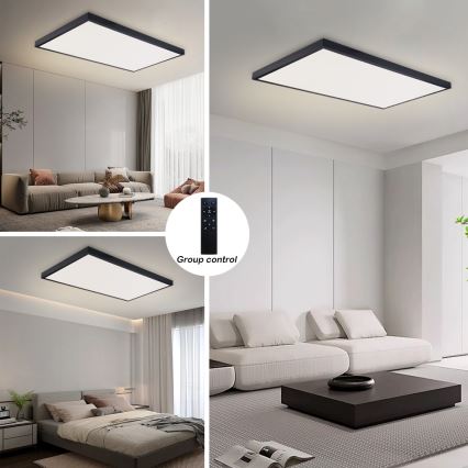 Brilagi - Plafoniera LED dimmerabile per bagno FRAME SMART LED/96W/230V 120x60 cm 3000-6000K IP44 nera + telecomando