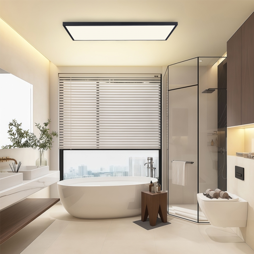 Brilagi - Plafoniera LED dimmerabile per bagno FRAME SMART LED/96W/230V 120x60 cm 3000-6000K IP44 nera + telecomando